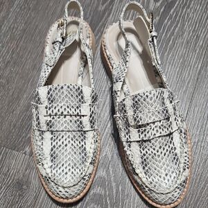Dolce Vita Snake-Print Slingback Loafers in White and Black